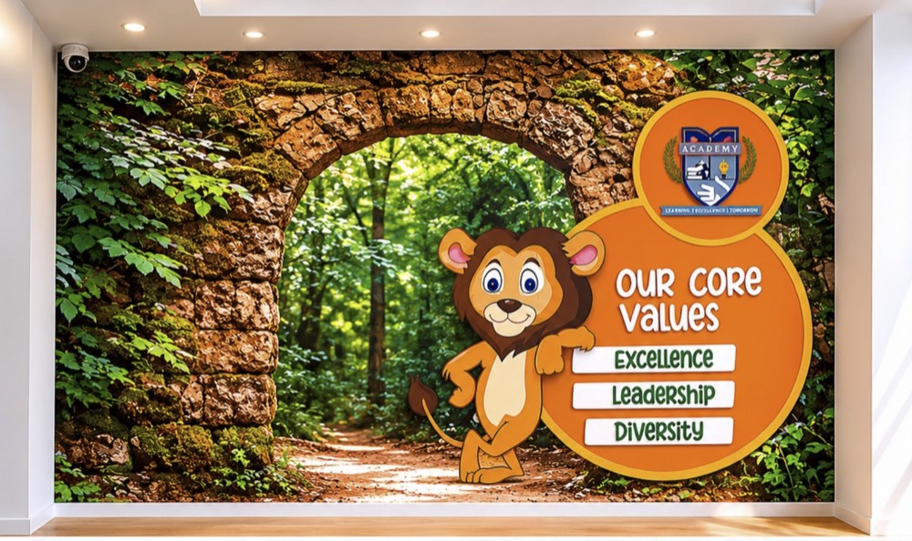 Academy core values wall mural