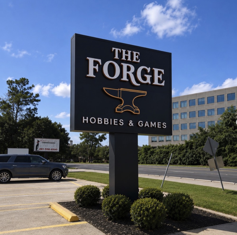 The Forge Hobbies and Games monument sign