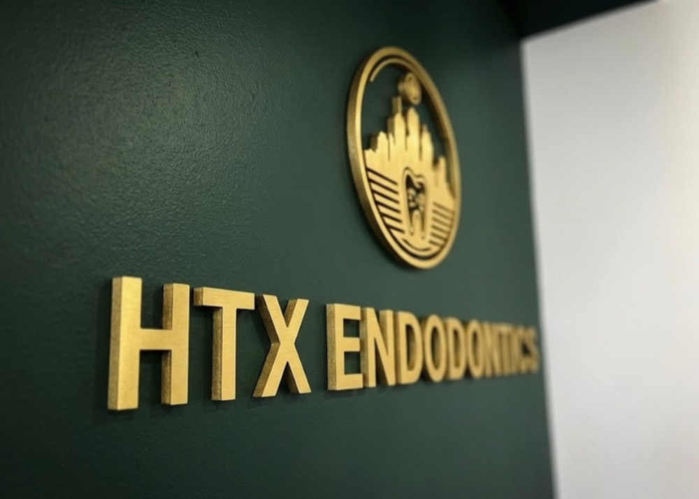 HTX Endodontics brushed gold dimensional letters
